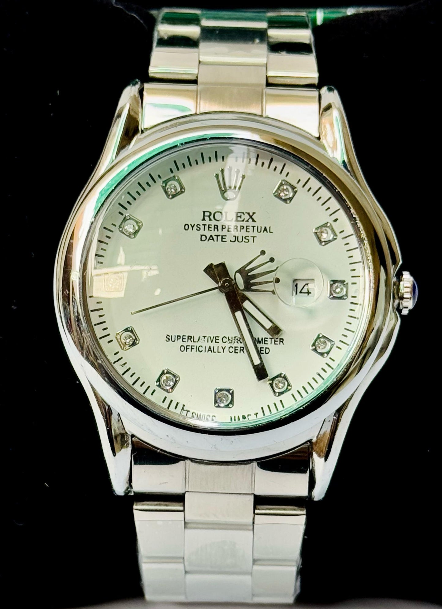 PREMIUM QUALITY WATCH  DATE-ADJUST CHROME FINSH